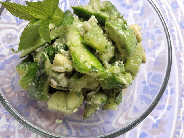 Cucumber and Avocado Salad with Garden Herbs